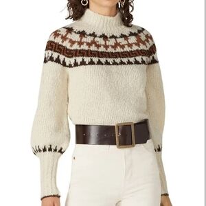 Nicholas Polina Patterned Alpaca Blend Turtleneck Women's Sweater Size M